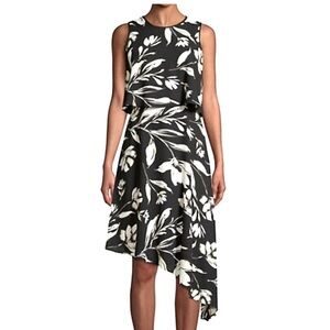 donna karan asymmetrical midi dress Satin Floral Asymmetric Midi Dress | Asymmetrical main image 0